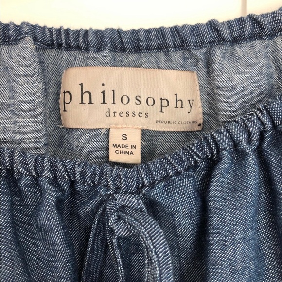 Philosophy Blue Chambray Off-Shoulder Mini A-Line Dress - Picture 4 of 9